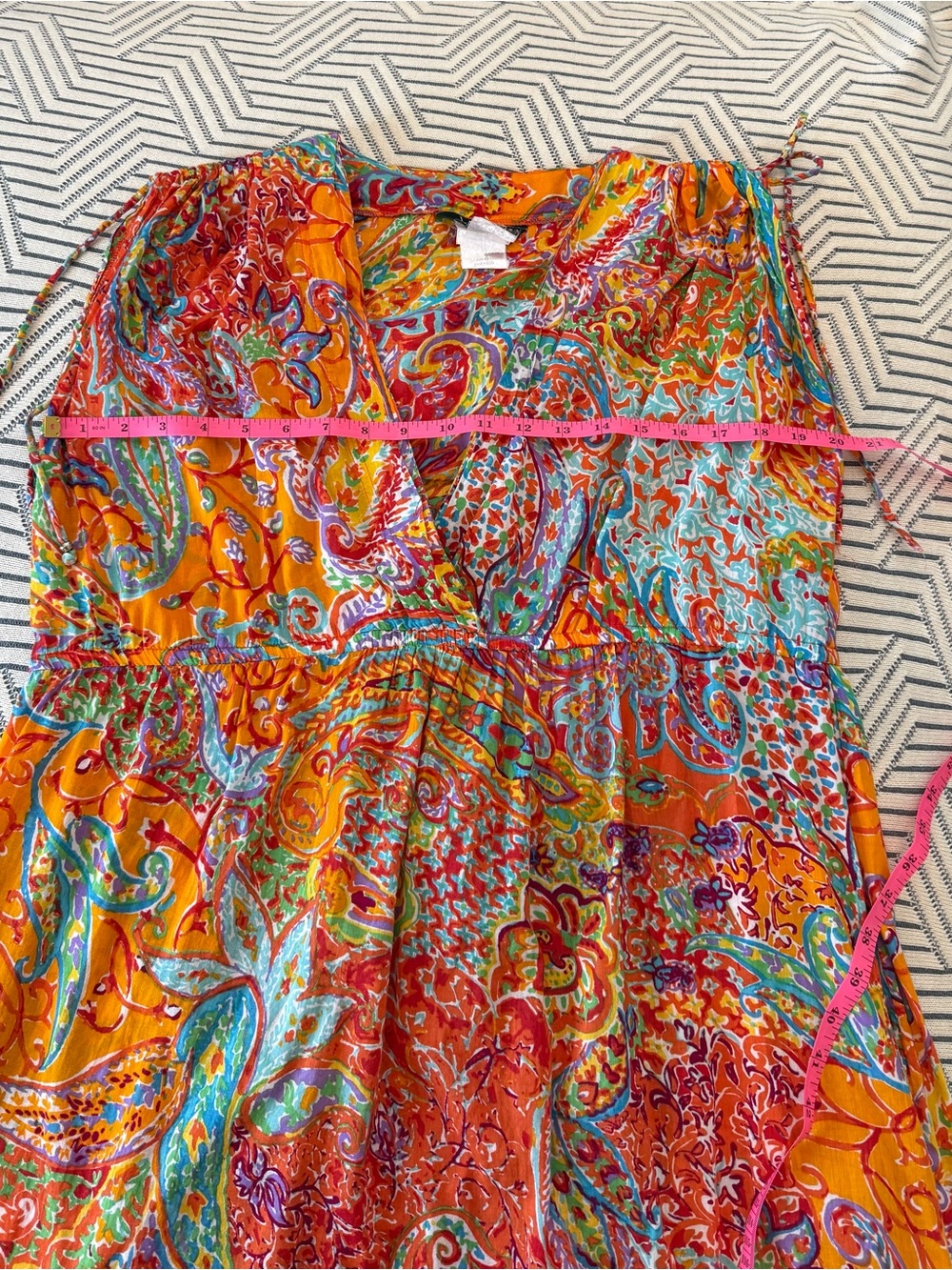 Lauren by Ralph Lauren Orange Boho Multicolor Paisley Swim Cover-Up, XL - Picture 9 of 11